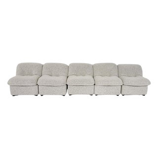 Armchairs in Boucle Fabric, Italy, Set of 5 For Sale