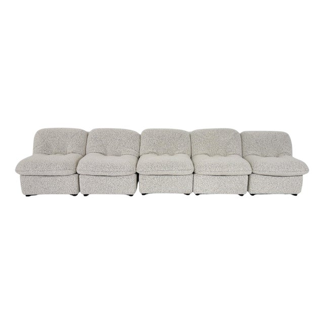 Armchairs in Boucle Fabric, Italy, Set of 5 For Sale