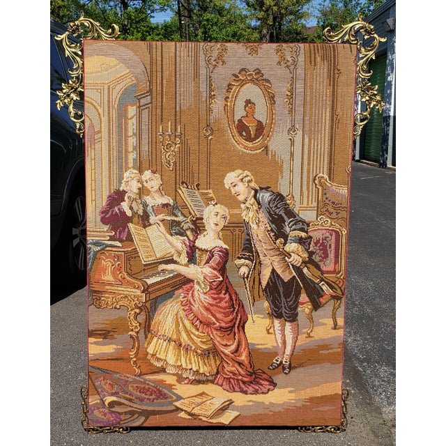 Wood Early 20th Century Louis XIV Ormolu Mounted and Framed Handvoven Tapestry For Sale - Image 7 of 7
