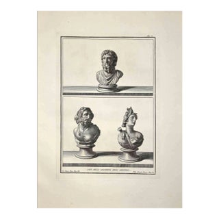 Filippo Morghen, Ancient Roman Busts, Original Etching, Late 18th-Century For Sale