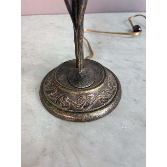 1920s 1920s Bronze Woman Figure Globe Light Lamp For Sale - Image 5 of 9
