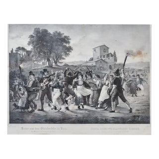 Lithograph Scene from the Roman October Festival, Marstrand 1841, Hanfstaengl Dresden For Sale