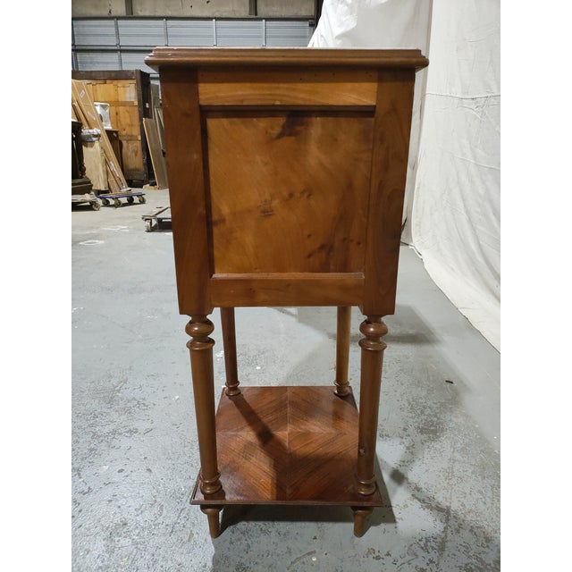 Late 19th Century Pair of 19th Century French Louis XVI Marble-Top Chevet Bedside Cabinets, Circa 1880 For Sale - Image 5 of 18