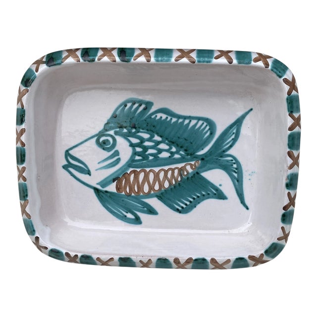 Mid-Century French Ceramic Fish Dish Robert Picault Vallauris For Sale