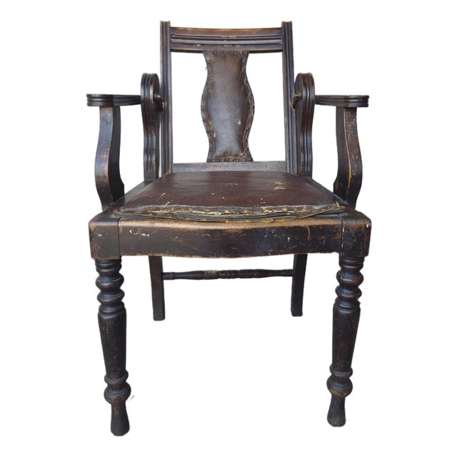 Antique 1900s Edwardian Adjustable Barber's Chair For Sale