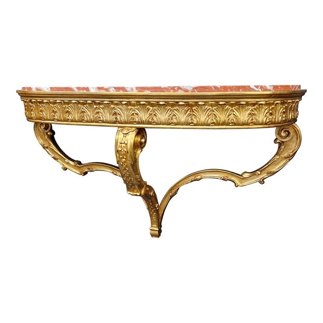 1930s Console in Wood and Marble, 1930s For Sale - Image 5 of 6