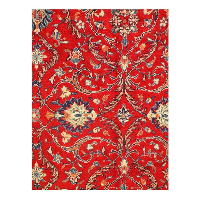 Mahal design rug. Handmade and hand-knotted in fine lambswool on a cotton foundation. Vegetable dyed hand-spun wool rug....