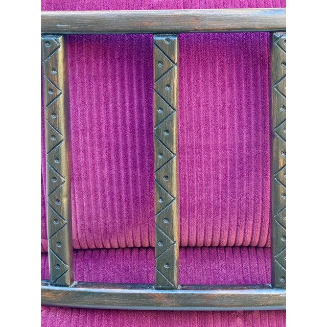 Ebony Side Chair: Vintage Occasional Chair: Ebonized Wood W/New Upholstery. Savonarola Style, on Castors, Textile: Performance Magenta Corduroy Velvet. For Sale - Image 8 of 11