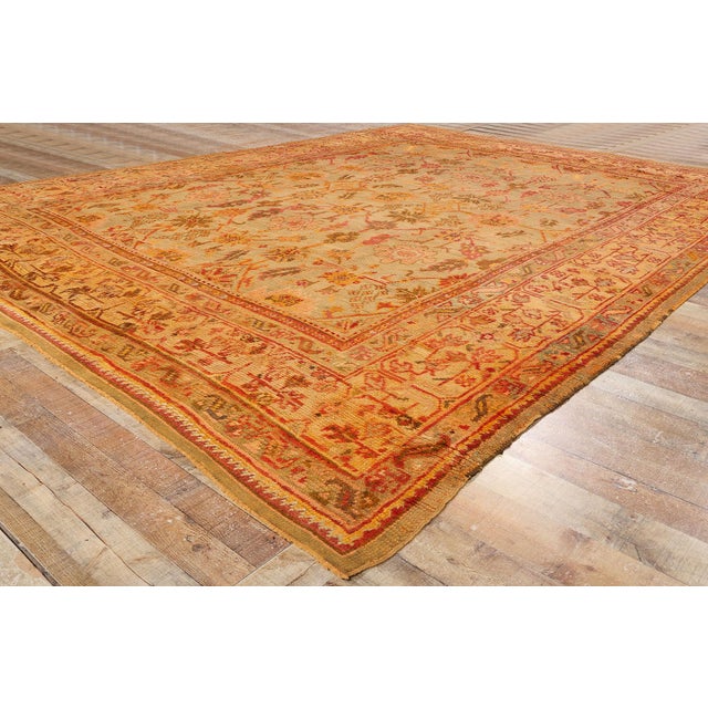 Textile Late 19th Century Antique Turkish Oushak Rug - 10'05 X 14'03 For Sale - Image 7 of 9