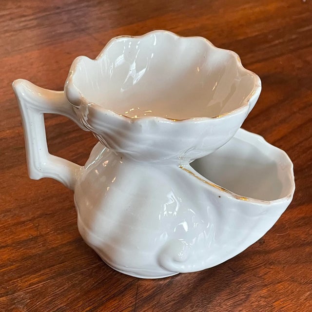 White Mid 20th Century Vintage Shell-Form Scuttle or Shaving Mug For Sale - Image 8 of 12