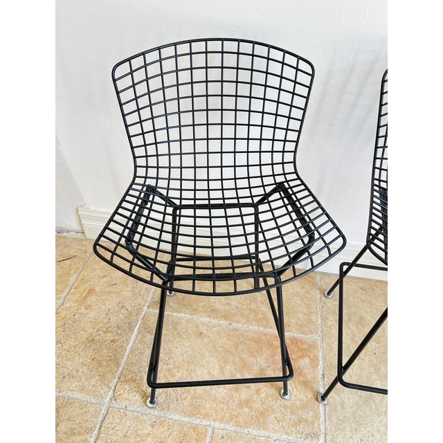 Late 20th Century Authentic Knoll "Bertoia" Black Bar Stools - Set of 3 For Sale In San Antonio - Image 6 of 14