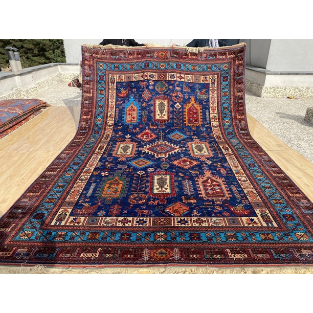 Vintage Shirvan Kork Wool Rug, Indigo Medallion For Sale - Image 6 of 8