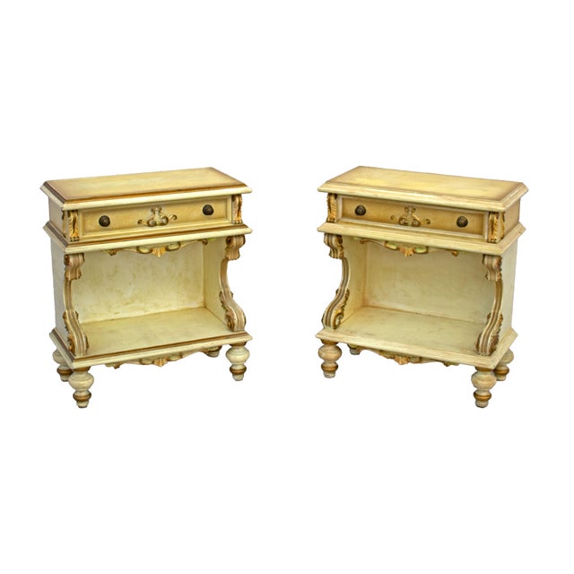 Venetian Style Lacquered Bedside Tables, Set of 2 For Sale - Image 4 of 8