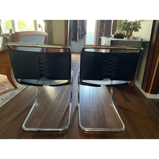 Pair of ca.1980 Attributed to Mies van der Rohe Mr10 Dining Chairs For Sale - Image 16 of 18