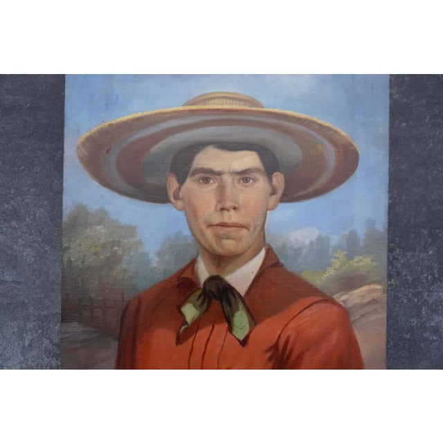 Andrés A. Hernandez Portrait of a Man in a Panocha Oil Painting on Canvas 1900 For Sale - Image 4 of 6