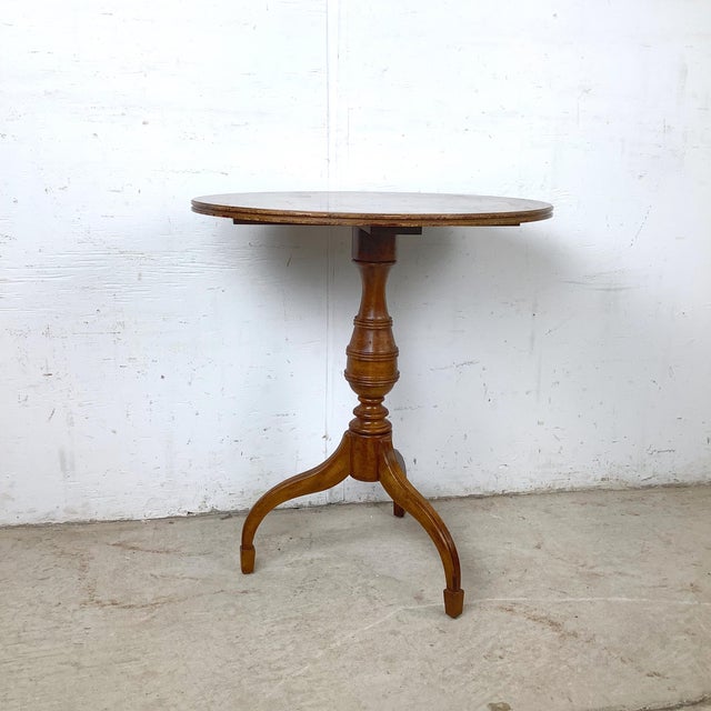 Weiman Oxford Burl Veneer Pedestal Accent Table For Sale - Image 13 of 16
