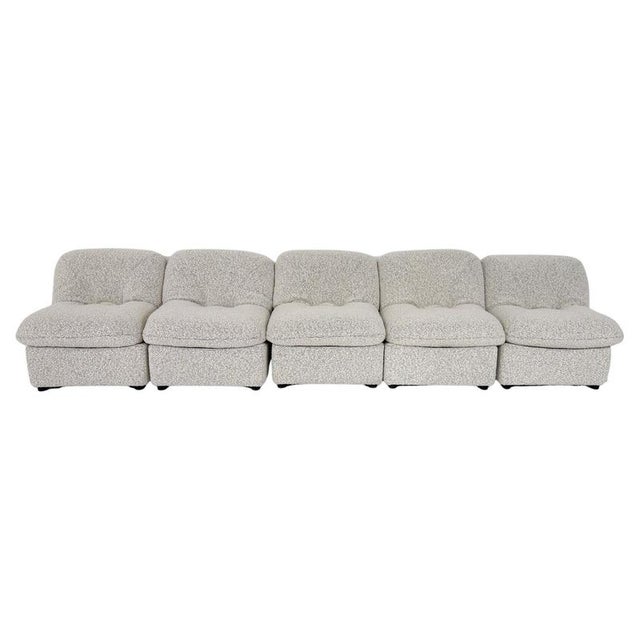 Armchairs in Boucle Fabric, Italy, Set of 5 For Sale - Image 8 of 8