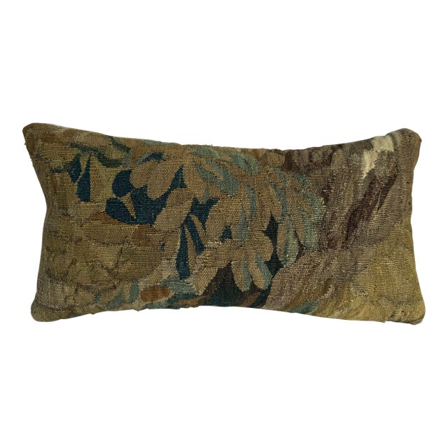 17th Century Brussels Tapestry Pillow With Baroque Foliage Design For Sale
