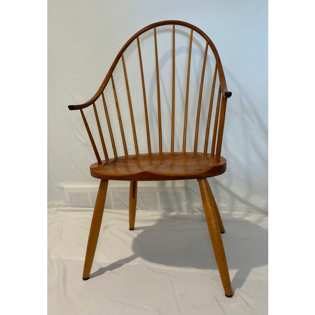 American Thos Moser Shaker Cherry Continuous Arm Chairs (2) For Sale - Image 3 of 14