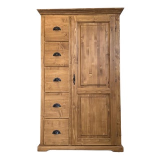 Rustic Farmhouse Bread Cabinet in Wood For Sale