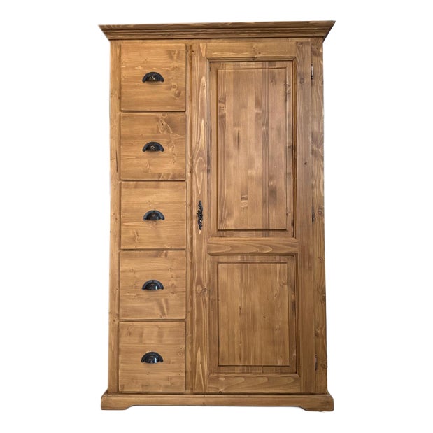 Rustic Farmhouse Bread Cabinet in Wood For Sale