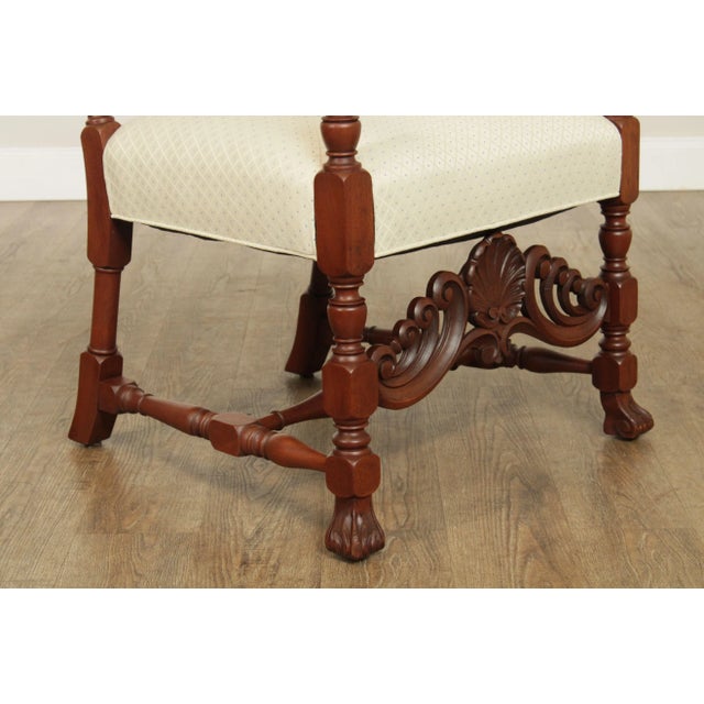 Wood Italian Renaissance Revival Vintage High Back Armchair For Sale - Image 7 of 13