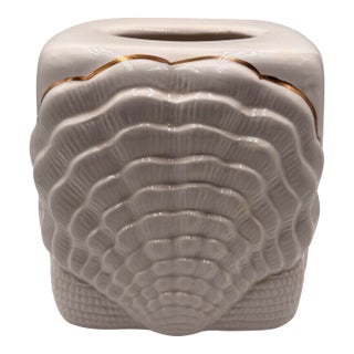 1980s Ceramic Seashell Shell Tissue Holder For Sale