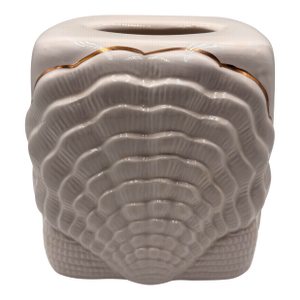 1980s Ceramic Seashell Shell Tissue Holder