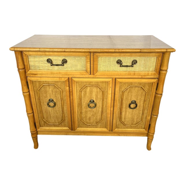 Mid Century Modern Chinoiserie Faux Bamboo Credenza by Broyhill Circa 1960's For Sale
