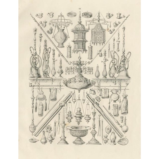 Islamic Lamps and Hookahs Object Study, 1846, Paper For Sale - Image 3 of 9