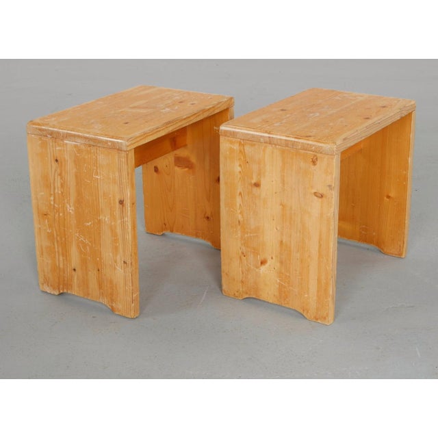 Charlotte Perriand for Les Arcs 1600, Attributed Pair of Carved Pine Stools, 1960s For Sale In Chicago - Image 6 of 13