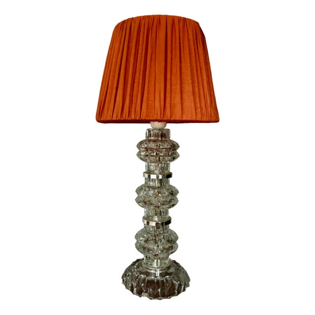 Crystal Glass Night Lamp by Carl Fagerlund for Orrefors, Sweden, 1960s For Sale