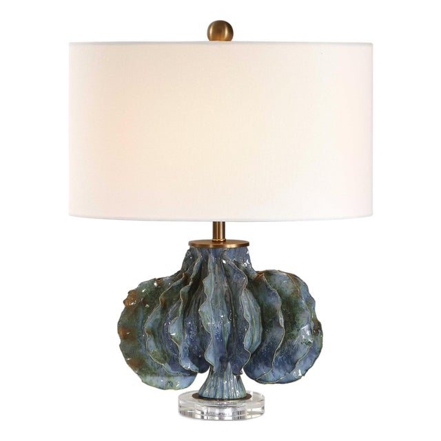 Ruffle Up Blue Green Table Lamp For Sale