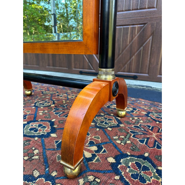 Wood French Empire Style Arched Cheval Mirror For Sale - Image 7 of 12