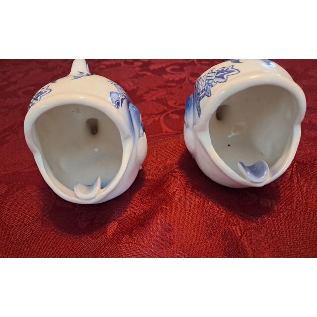 1970s Mid-Century Pair of Blue Willow Personal Ashtray Fish Shaped For Sale - Image 5 of 18