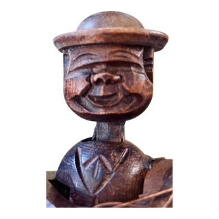 German Mechanical Carved Wood Bottle Cork For Sale