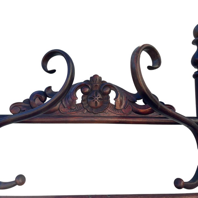 1900 - 1909 1900s Rare Vienna Secession Bent Oak Hall Tree W/ Mirror by D. G. Fischel & Sons For Sale - Image 5 of 9