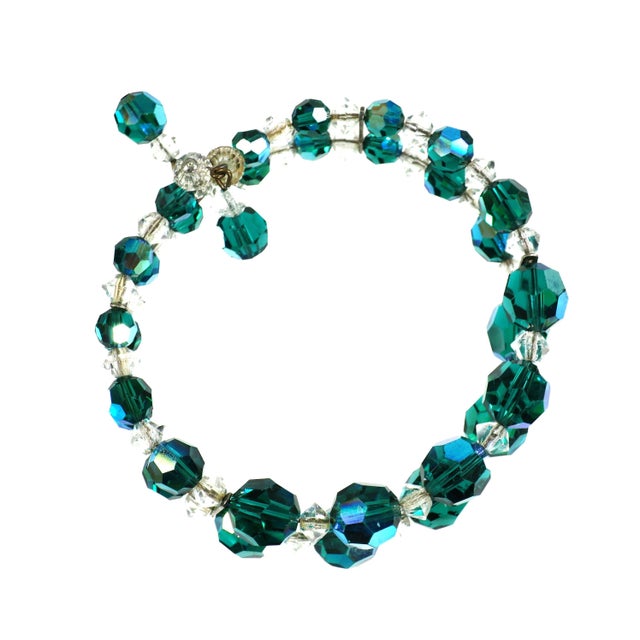 Vintage 1950s Emerald Crystal Beaded Necklace Set - 4 Pieces For Sale - Image 9 of 11