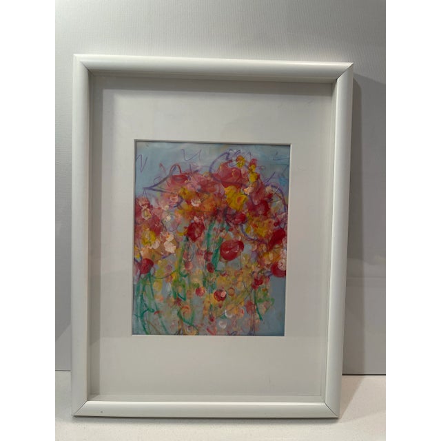 Original mixed media artwork. Abstract “Poppy Static.” (Lennon Art Guild Original) Beautiful abstract flowers gently...