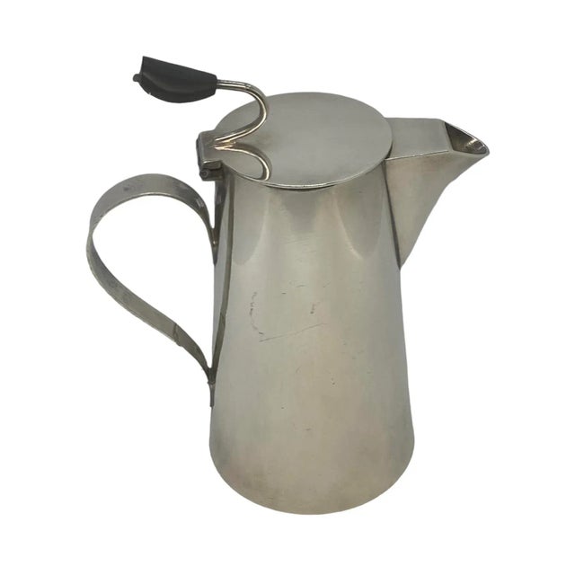 Asprey & Co. Vintage 1930’s English Art Deco Asprey & Co. Silver Plate Hot Milk/Water Jug With Monogram For Sale - Image 4 of 12