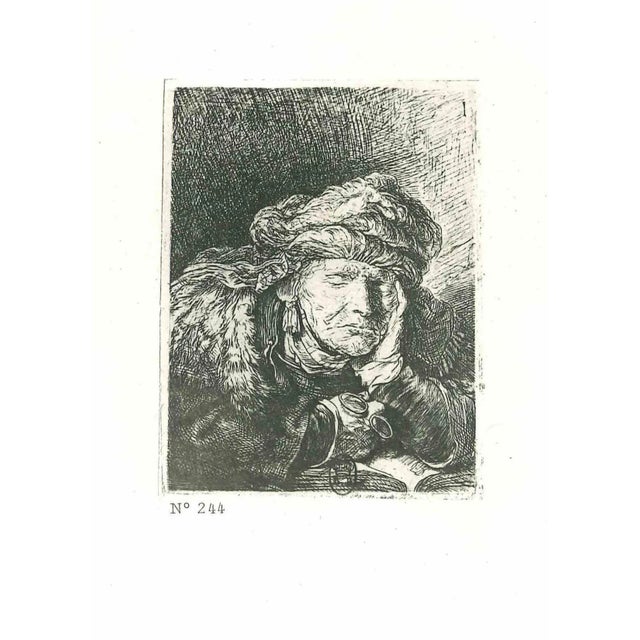 After Rembrandt, Woman Sleeping, Etching, 19th Century For Sale - Image 4 of 4