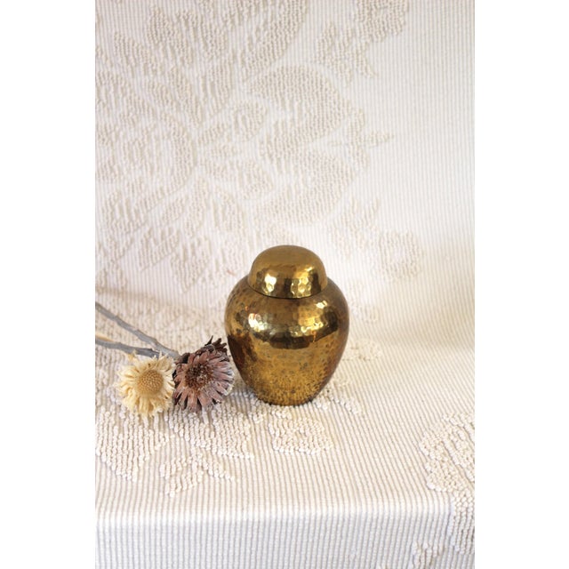 Metal Small Brass Ginger Jar For Sale - Image 7 of 8