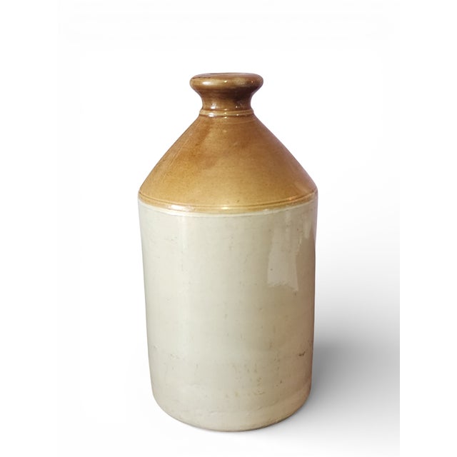 Ceramic Foyer's Ltd. Uxbridge Antique English Salt-Glazed Stoneware Flagon Jug 11", 1920s For Sale - Image 7 of 7