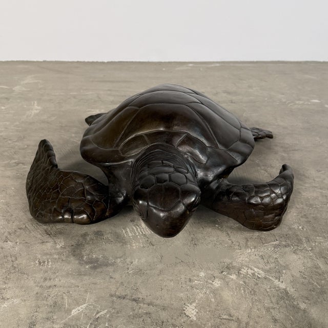 Early 21st Century Large Bronze Sea Turtle Sculpture – 26” L For Sale - Image 5 of 14