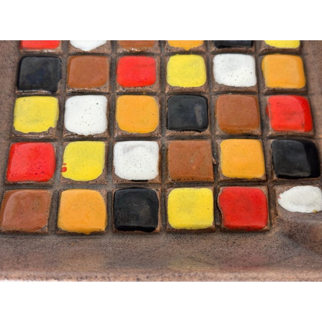 Mid-Century Modern Vintage 1960s Aldo Londi Bitossi Multi-Color Square Ceramic Ashtray For Sale - Image 3 of 7