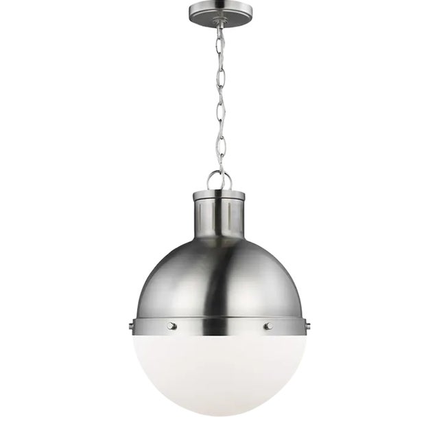 Thomas O'Brien By Visual Comfort Studio Hanks 1-Light Medium Pendant in Brushed Nickel For Sale