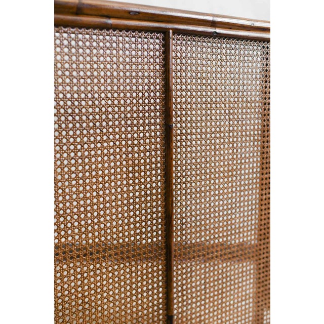 Bamboo and Vienna Straw Radiator Cover with Leather Binding For Sale - Image 3 of 8