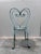 Blue Antique French Wrought Iron Heart-Back Bistro Chairs, Pair, Original Chippy Blue Paint For Sale - Image 8 of 10