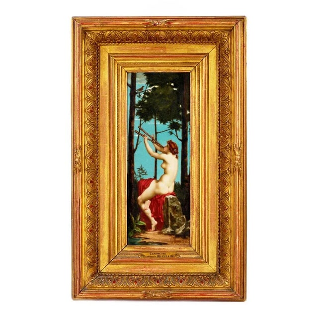 Ceramic Hortense Richard, Mythical Figure, Porcelain Painting, Framed For Sale - Image 7 of 7