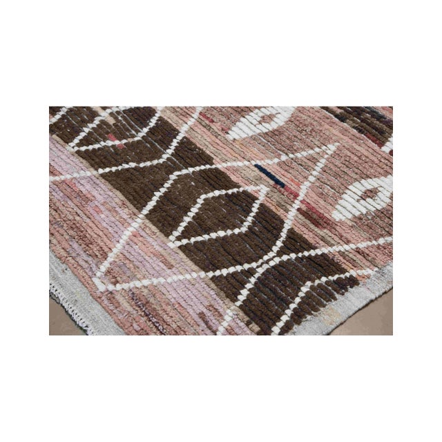 Pink & Brown Large Modern Wool Rug For Sale - Image 4 of 9
